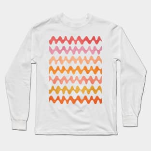 Abstract Waves Pink Orange Long Sleeve T-Shirt